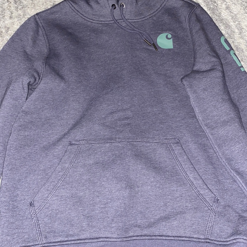 Carhartt Purple Hoodie with Teal Logo